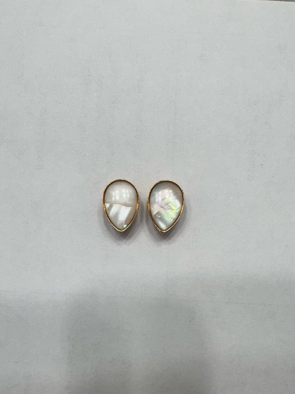 Opal and gold teardrop plugs - 0 g 8mm stainless steel